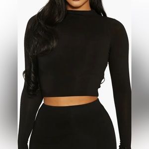 Mock Neck Long Sleeve Crop Top